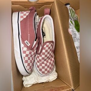 Vans Pink and White Slip-On Shoes